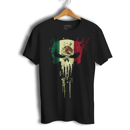 Mexican Flag Skull El Castigador Short Sleeve T-Shirt- Playera De Mexico