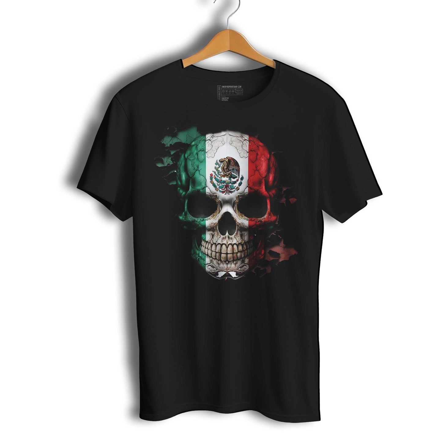 Mexican Flag Skull 2.0 Short Sleeve T-Shirt- Playera De Mexico