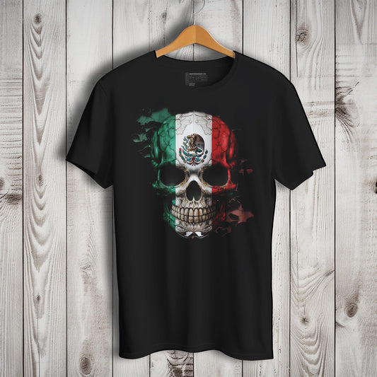 Mexican Flag Skull 2.0 Short Sleeve T-Shirt- Playera De Mexico