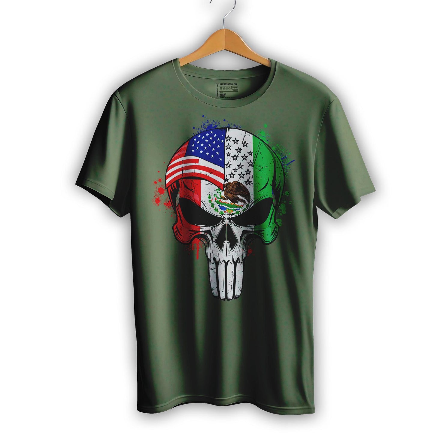 Mexican American Flag Skull T-Shirt