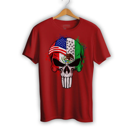 Mexican American Flag Skull T-Shirt