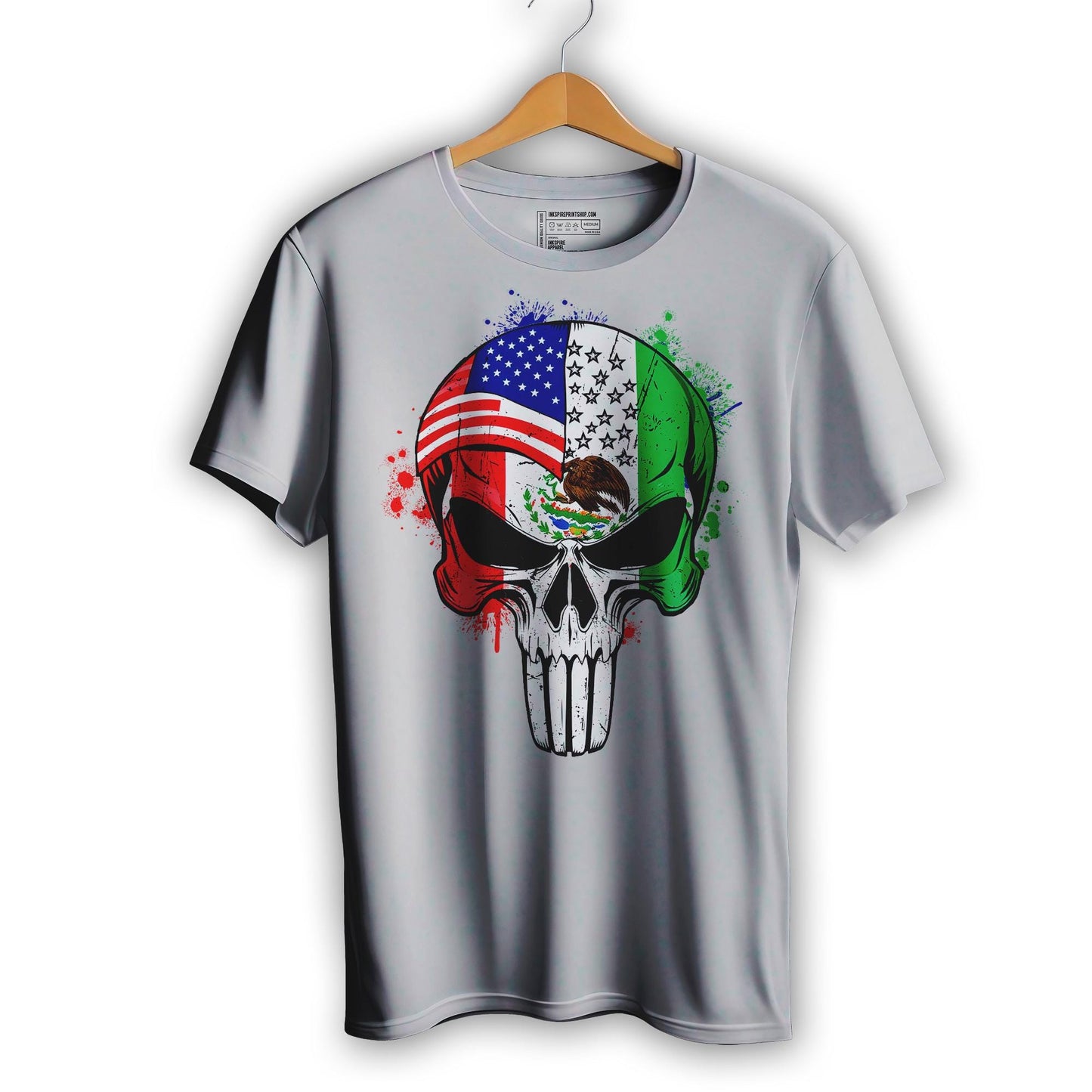 Mexican American Flag Skull T-Shirt
