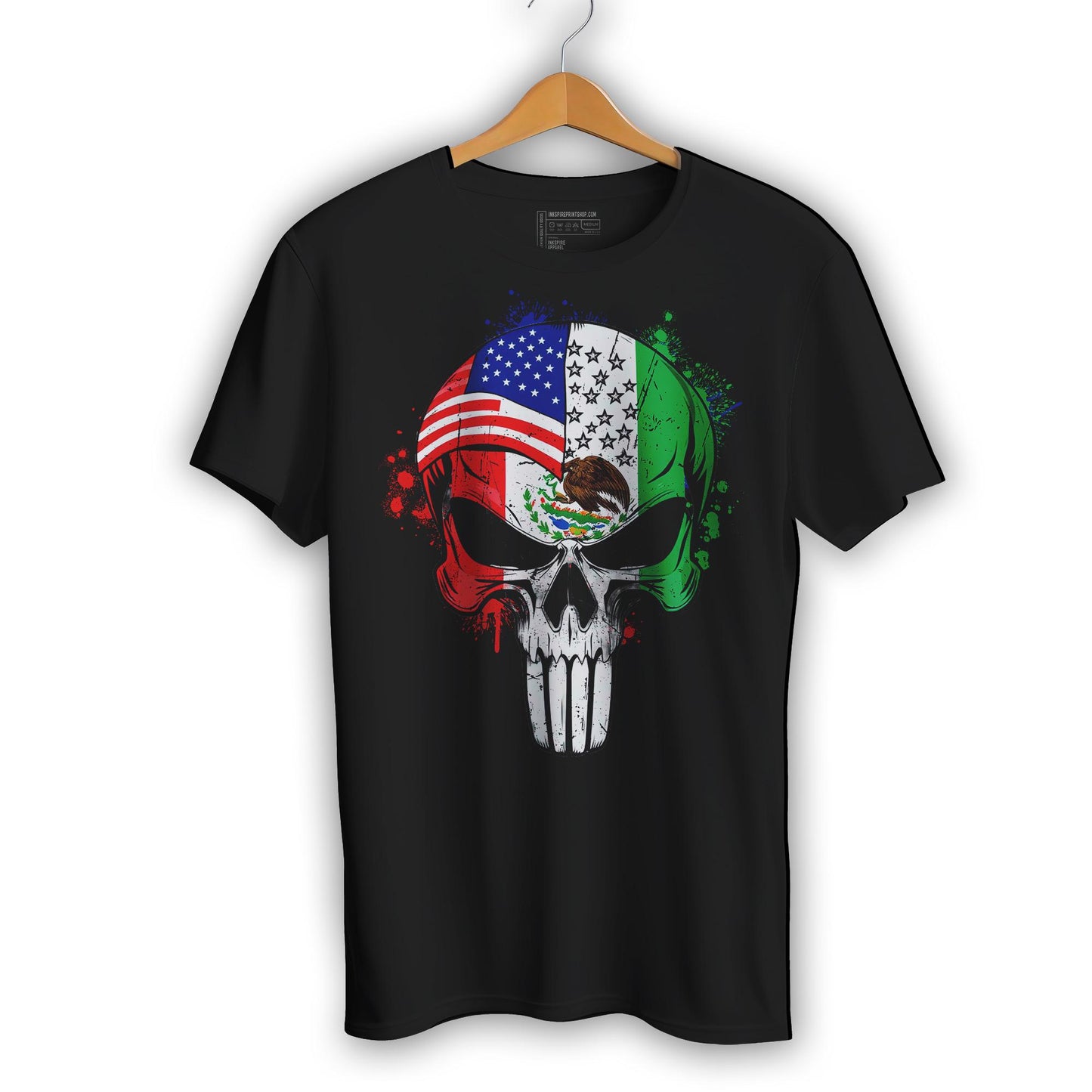 Mexican American Flag Skull T-Shirt