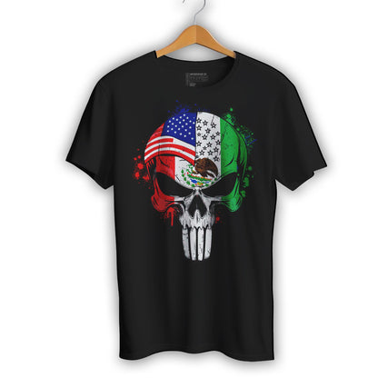 Mexican American Flag Skull T-Shirt