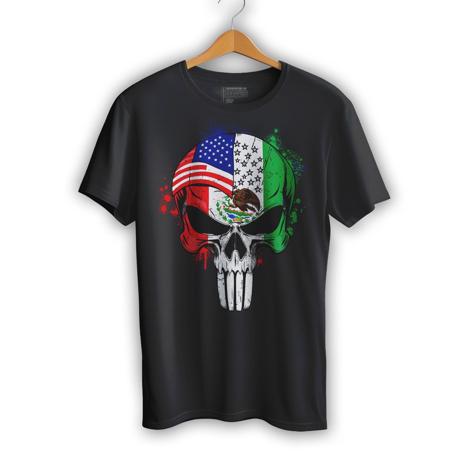 Mexican American Flag Skull T-Shirt