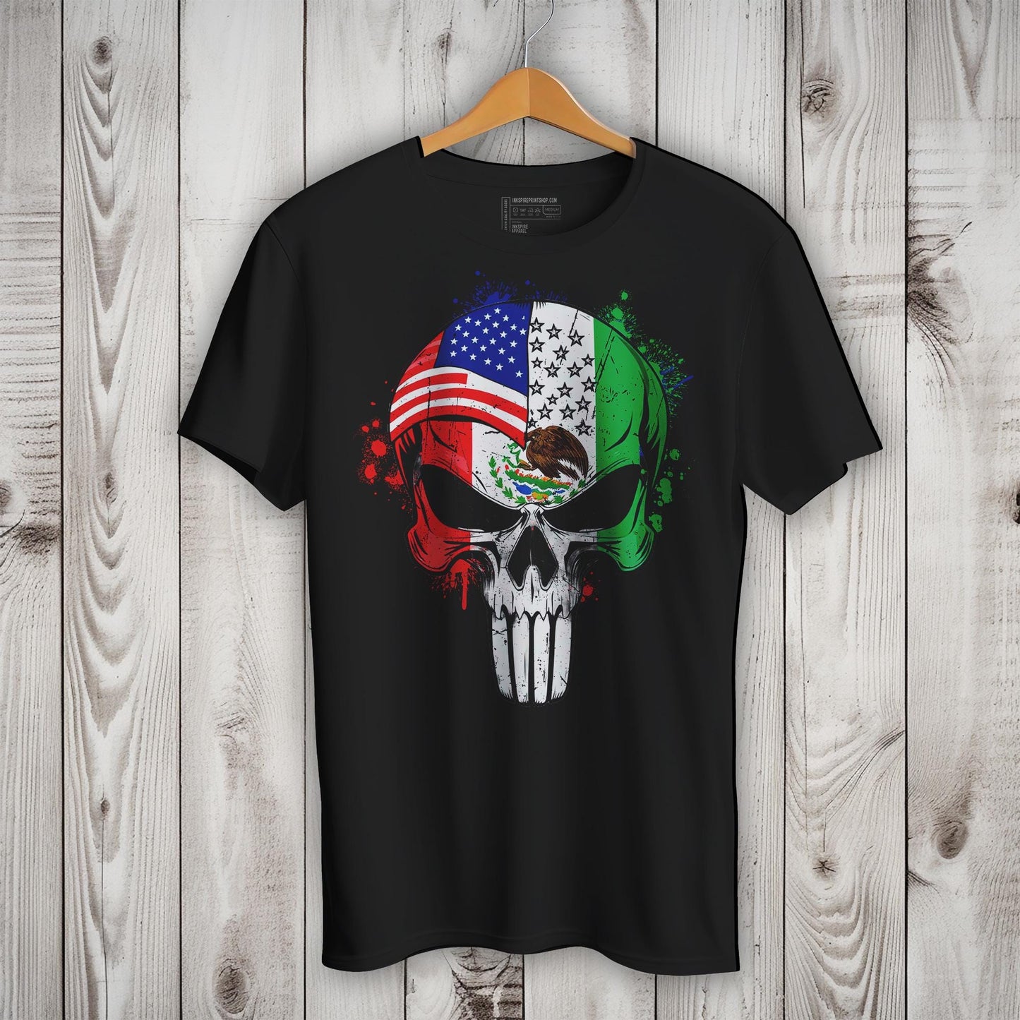 Mexican American Flag Skull T-Shirt