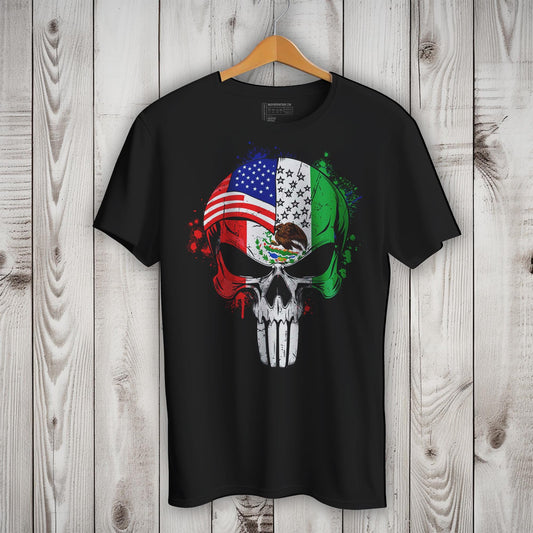 Mexican American Flag Skull T-Shirt